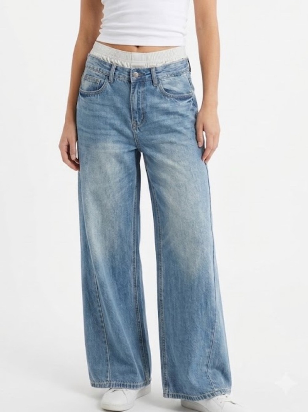 NWT Miss Love Boxer Soper Wide-Leg Blue Jeans Light Wash 28x31